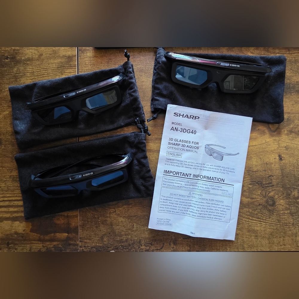 Sharp AQUOS AN3DG40 Active 3D Glasses, 3 Pairs